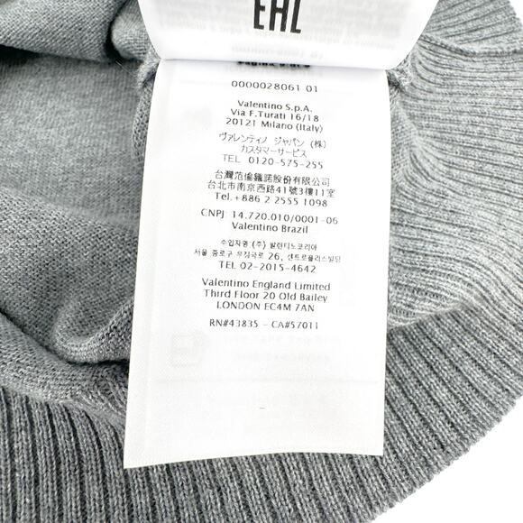 VALENTINO Rhinestone Embellished Short Sleeve Crop Knit Sweater In Grey L - Picture 13 of 15